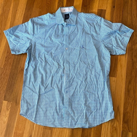 Tailorbyrd Men’s Blue and White Plaid Button Down Shirt Size L - Picture 1 of 6